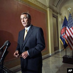 House Speaker John Boehner of Ohio speaks during a news conference on Capitol Hill, Apr 1 2011, to discuss GOP efforts to create jobs and cut spending