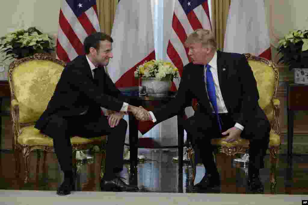 پرزیدنت ترامپ در حاشیه برگزاری گردهمایی سران ناتو با امانوئل مکرون رئیس جمهوری فرانسه دیدار کرد