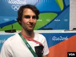 Yannick Brauchli, Swiss sailor, 470 class, Rio de Janeiro, Brazil, Aug. 5, 2016. (photo: P. Brewer/VOA)