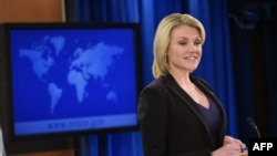 Heather Nauert, durante una sesión informativa en el Departamento de Estado en Washington, DC, el 30 de noviembre de 2017.