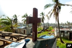 A church building damaged by Cyclone Idai in a neighbourhood in Beira, Mozambique, March, 27, 2019.