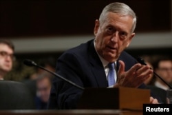 Retired U.S. Marine Corps General James Mattis testifies before a Senate Armed Services Committee hearing on his nomination to serve as defense secretary in Washington, Jan. 12, 2017.