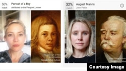 Selfies of Kate Hudson and Kristen Bell using Google Arts and Culture app.