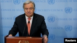 United Nations Secretary-General Antonio Guterres speaks in New York. 