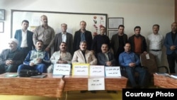 In this photo sent by an Iranian teacher to VOA's Kurdish Service, teachers stage a protest inside their office at a school in the city of Mahabad in West Azerbaijan province, Nov. 14, 2018.