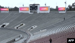 FILE - The Rose Bowl is seen as part of a tour of Olympic venues as officials attend the IOC Evaluation Commission session in Los Angeles, California, May 10, 2017.