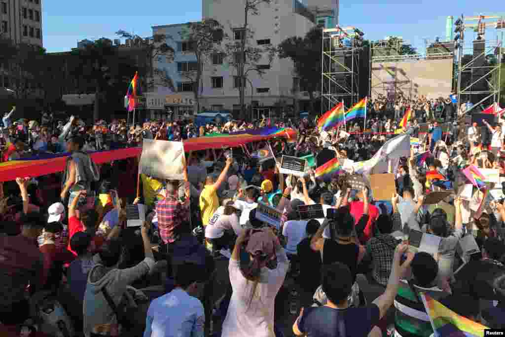 تجمع در حمایت از ازدواج همجنسگرایان در تایپه، پایتخت تایوان.