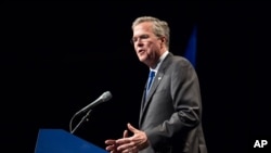 FILE - Former Florida Governor and Republican presidential candidate Jeb Bush is seen speaking at a party fundraiser in Nashville, Tennessee, May 30, 2015.