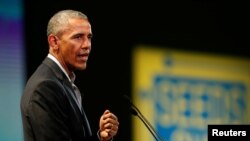L'ancien président des États-Unis Barack Obama au sommet de Milan, en Italie, le 9 mai 2017.