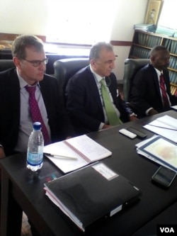 IMF Zimbabwe country representative Christian Beddie and his colleage Domenico Fanizza (right). Photo by Irwin Chifera