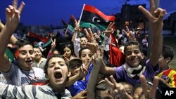 利比亚的黎波里的儿童10月21日庆祝革命胜利