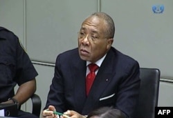 FILE - Former Liberian President Charles Taylor appearing in court at the Special Court for Sierra Leone in Leidschendam, January 22, 2013.