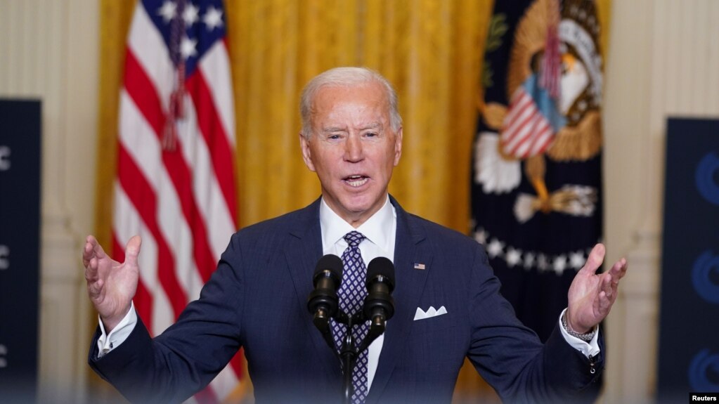 美国总统拜登在白宫通过视频在慕尼黑安全会议上发表讲话。(2021年2月19日)