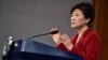 FILE - South Korean President Park Geun-hye, shown speaking at a news conference in January, has said North Korea could benefit from the Vietnam and Myanmar models of economic reform.