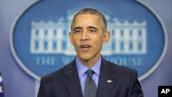 Le président Barack Obama, lors de sa conférence de presse de fin d'année à la Maison Blanche, à Washington, 18 décembre 2015. 