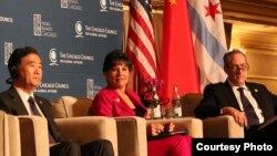 中国副总理汪洋、美国商务部长普里茨克与贸易代表弗罗曼