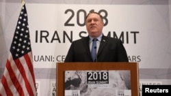 U.S. Secretary of State Mike Pompeo speaks during the United Against Nuclear Iran Summit on the sidelines of the U.N. General Assembly in New York, Sept. 25, 2018.