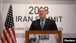 U.S. Secretary of State Mike Pompeo speaks during the United Against Nuclear Iran Summit on the sidelines of the U.N. General Assembly in New York, Sept. 25, 2018.