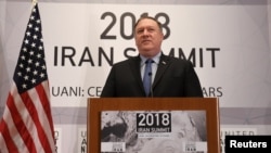 U.S. Secretary of State Mike Pompeo speaks during the United Against Nuclear Iran Summit on the sidelines of the U.N. General Assembly in New York, Sept. 25, 2018.