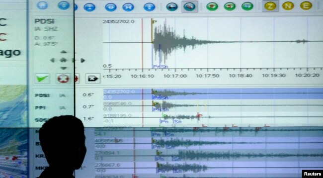 FILE - A geologist looks at a screen showing the seismograph reading of a powerful earthquake that rocked Sumatra island at the office of meteorological agency in Jakarta September 30, 2009. (REUTERS/Supri )