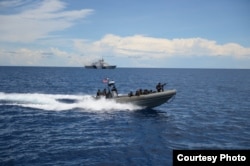 美军领导的2013年东南亚合作训练(SEACAT)海上联演在南中国海操演（ 2013年9月7日，美国军方照片）