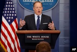 White House press secretary Sean Spicer speaks during the daily press briefing at the White House in Washington, March 23, 2017.