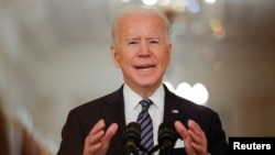 Le président américain Joe Biden prononce un discours le 11 mars 2021 à la Maison Blanche.
