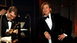 Best Supporting Actor Brad Pitt waits for his Oscar statue to be engraved at the Governors Ball following the 92nd Academy Awards in Los Angeles, California, U.S., February 9, 2020.