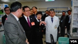 中国海协会长陈德铭在台湾参访时警告台湾边缘化危险。（美国之音许波拍摄）