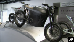 FILE: One motorbike on display at the first electric motorbike exhibition in Los Angeles. Taken May 6, 2019
