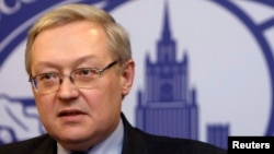 Russia's Deputy Foreign Minister Sergei Ryabkov speaks during a news briefing in the main building of Foreign Ministry in Moscow. (File photo)