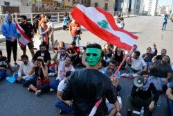 Demonstrasi anti pemerintah di Beirut, Lebanon.