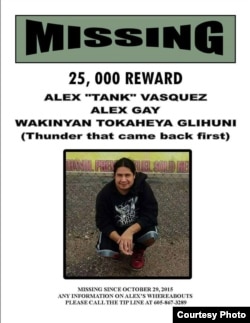 Missing Persons flyer for Alex Vazquez, missing since October 2016.