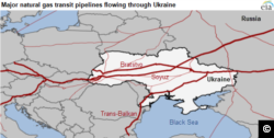 Major natural gas transit pipelines to Europe flowing through Ukraine