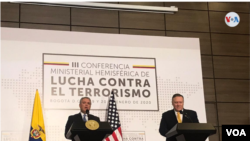 El presidente de Colombia, Iván Duque, ofreció una conferencia conjunta con el Secretario de Estado de EE.UU., Mike Pompeo, previo a la III Conferencia Ministerial Hemisférica de Lucha contra el Terrorismo, en enero de este año.