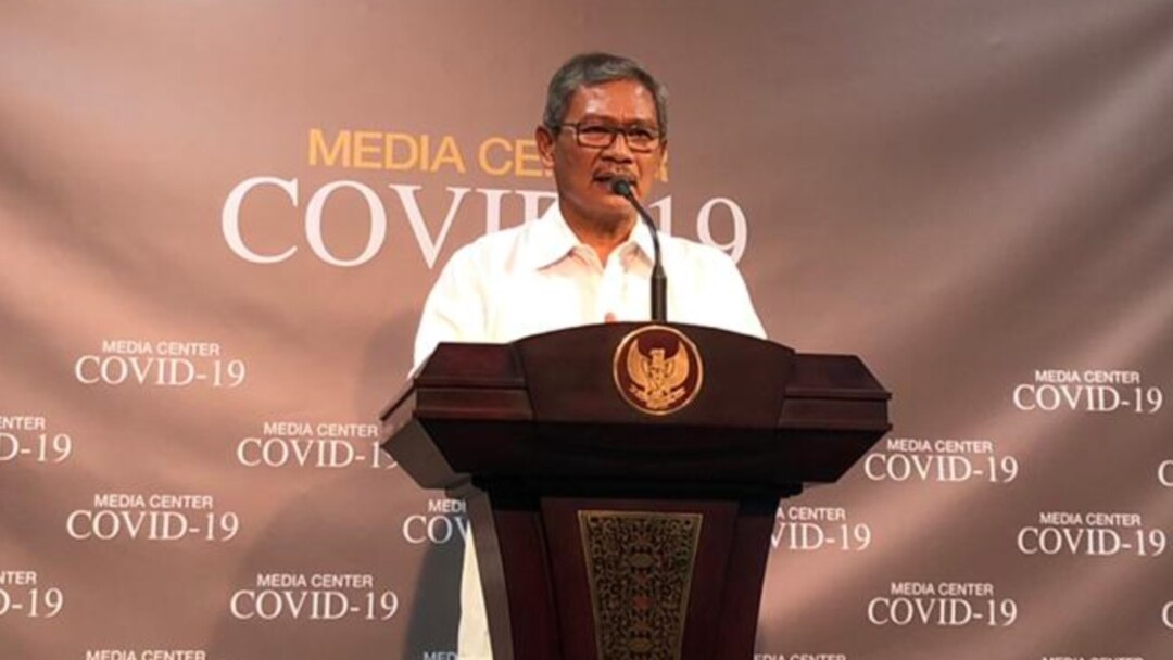 Jubir Penanganan Virus Corona Dr Achmad Yurianto dalam konferensi pers di Kantor Presiden, Jakarta, Jumat, 6 Maret 2020. (Foto: VOA/Ghita)
