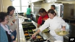 Known as the Renegade Lunch Lady, Chef Ann Cooper arranged the student chef competition.
