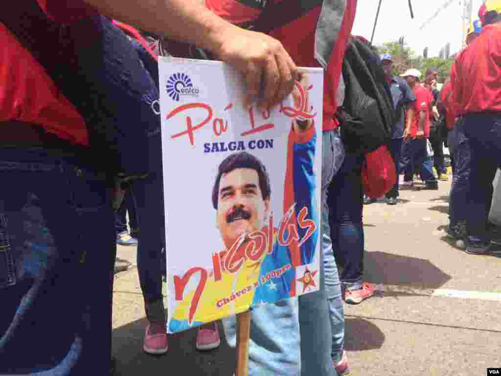Los defensores del gobierno del sucesor del fallecido presidente Hugo Chávez denuncian la presunta intervención extranjera en Venezuela. Foto: Álvaro Algarra.