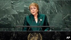 Presiden Chile Michelle Bachelet berpidato di Majelis Umum PBB di New York. (Foto: Dok)