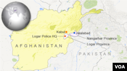 Letak Provinsi Logar dan Provinsi Nangarhar di Afghanistan.