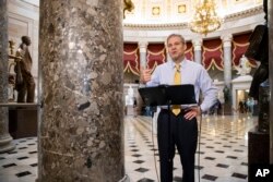 Rep. Jim Jordan, R-Ohio, a key member of the House Freedom Caucus, does a TV news interview at the Capitol in Washington, May 18, 2018.