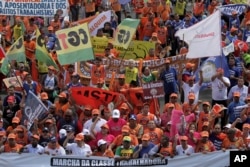 Demonstrators take part in a protest against Brazil's President Michel Temer in Brasilia, May 24, 2017.