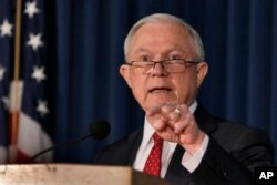 U.S. Attorney General Jeff Sessions delivers remarks about defending national security, at the U.S. Attorney's Office for the Southern District of New York, Thursday, Nov. 2, 2017.