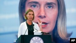 La Haute représentante Federica Mogherini à Pékin, Chine, le 20 avril 2017.