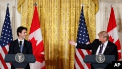 Rais Donald Trump na Waziri Mkuu wa Canada Justin Trudeau wakiwa White House