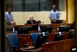 Bivši lider bosanskih Srba Radovan Karadžić čeka izricanje presude u sudnici Mehanizma za krivične sudove, u Hagu, Holandija, 20. marta 2019.