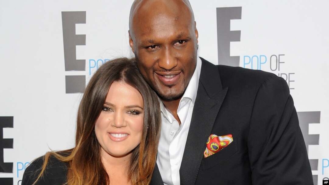 FILE - TV personality Khloe Kardashian Odom and professional basketball player Lamar Odom from the show "Keeping Up With The Kardashians" at an E! Network upfront event in New York, April 30, 2015.