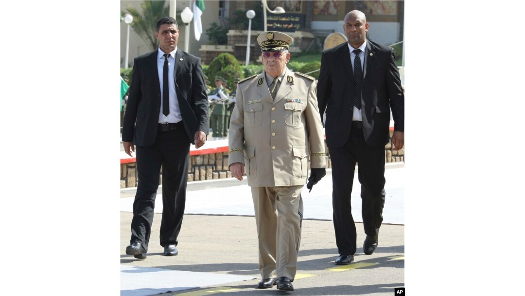 Algerian chief of staff Gen. Ahmed Gaid Salah arrives to preside a military parade at the Cherchell "Houari Boumediene" in Algiers, July 1, 2018.