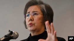 Yanghee Lee, U.N. special envoy on human rights in Myanmar, speaks during a press conference in Seoul