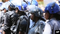 Riot Police At Doctor Peter Magombeyi Protest